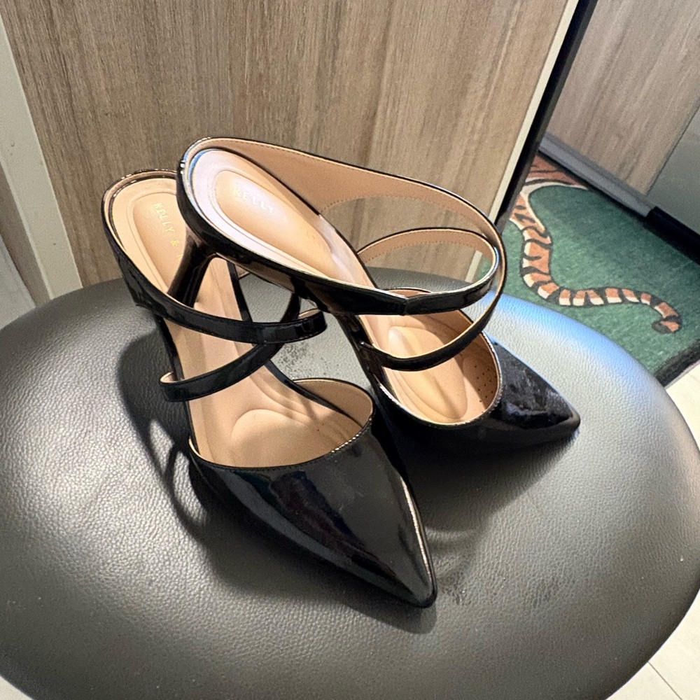 Kelly & Katie Black Patent Mules